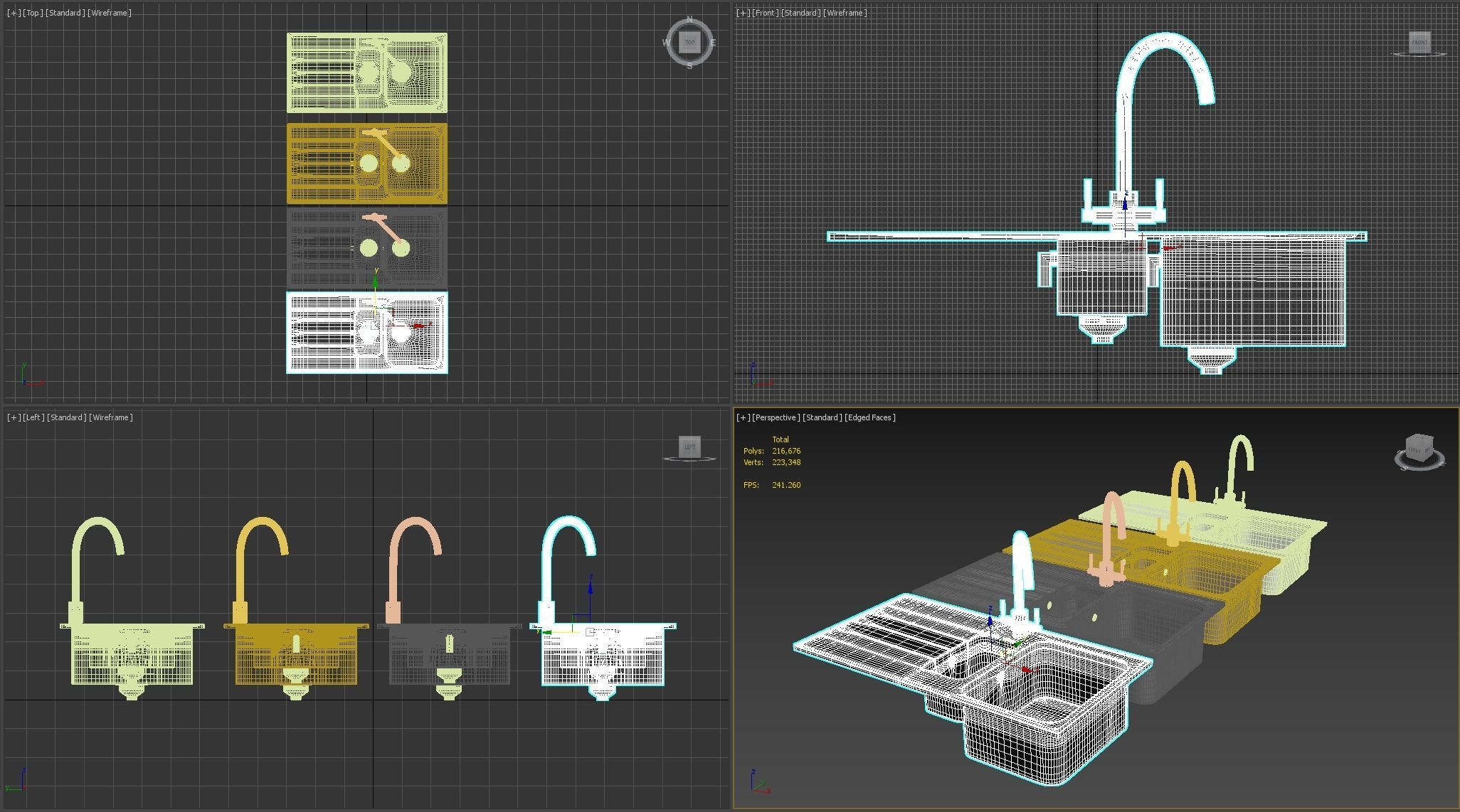 Rangemaster Igneous Granite Sink with Aquatrend Dual Tap Faucet 3D model_20