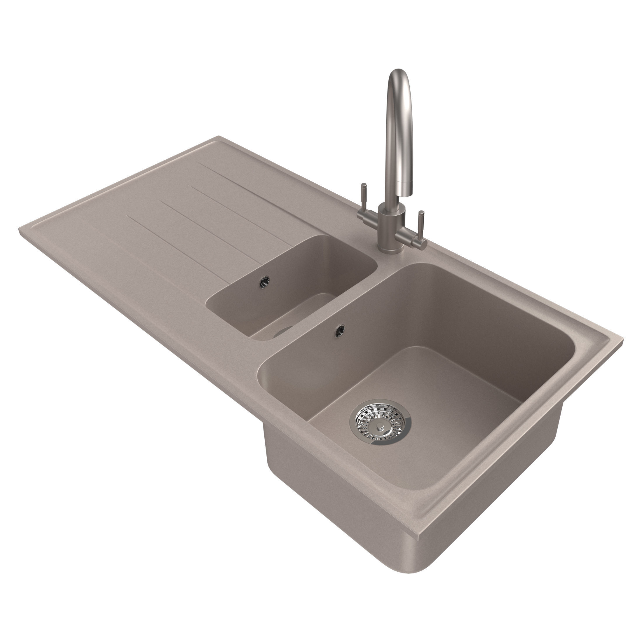 Rangemaster Igneous Granite Sink with Aquatrend Dual Tap Faucet 3D model_2