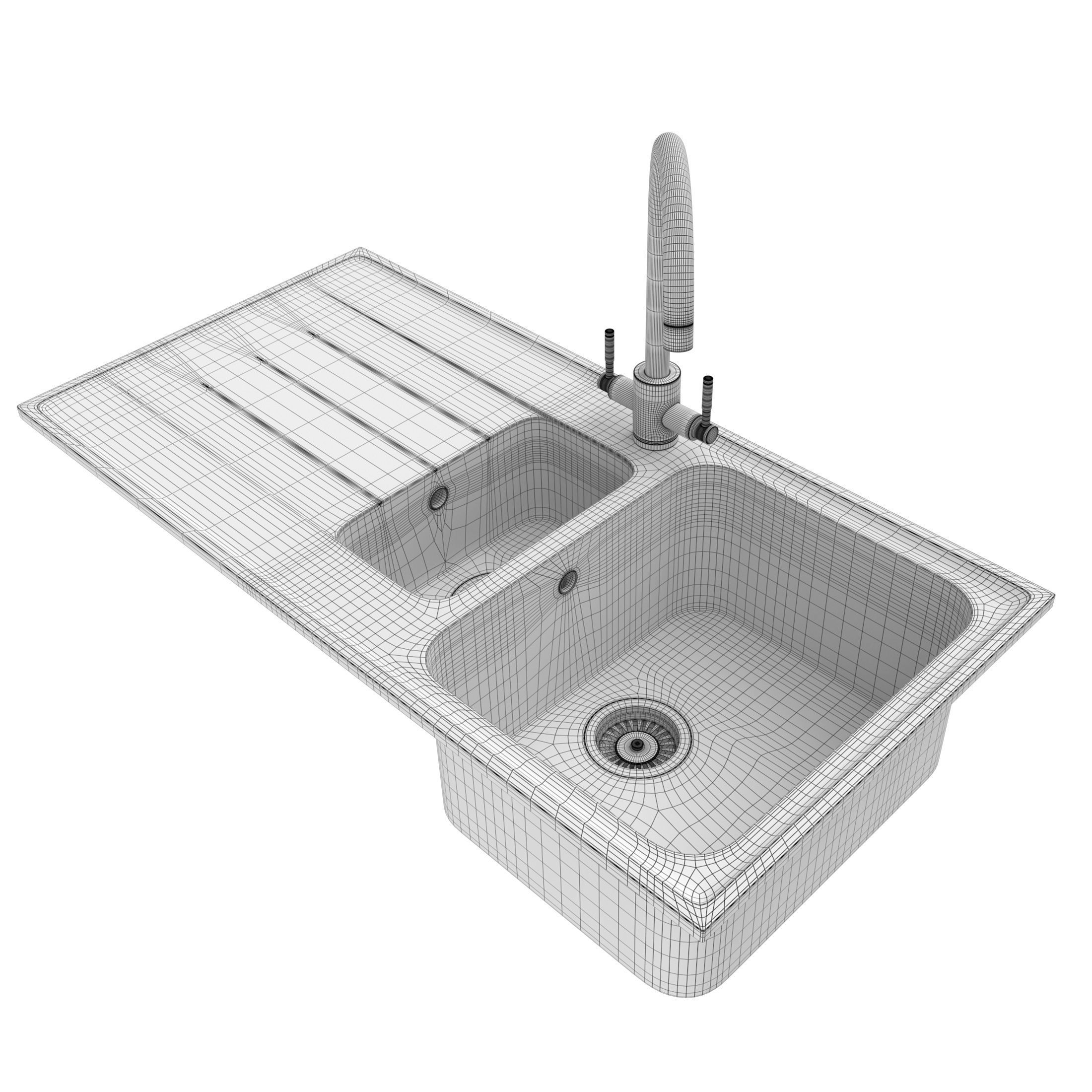 Rangemaster Igneous Granite Sink with Aquatrend Dual Tap Faucet 3D model_19