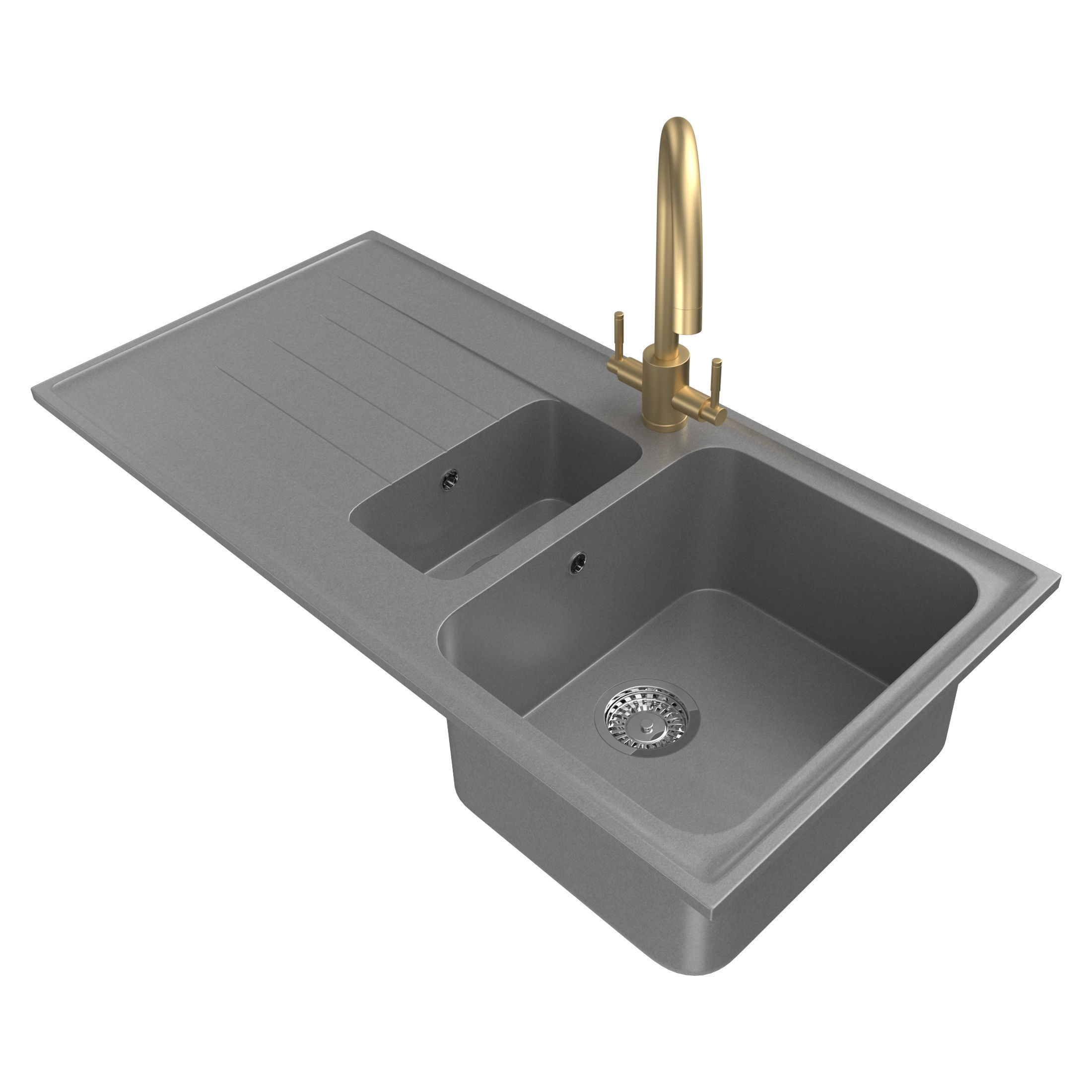 Rangemaster Igneous Granite Sink with Aquatrend Dual Tap Faucet 3D model_4