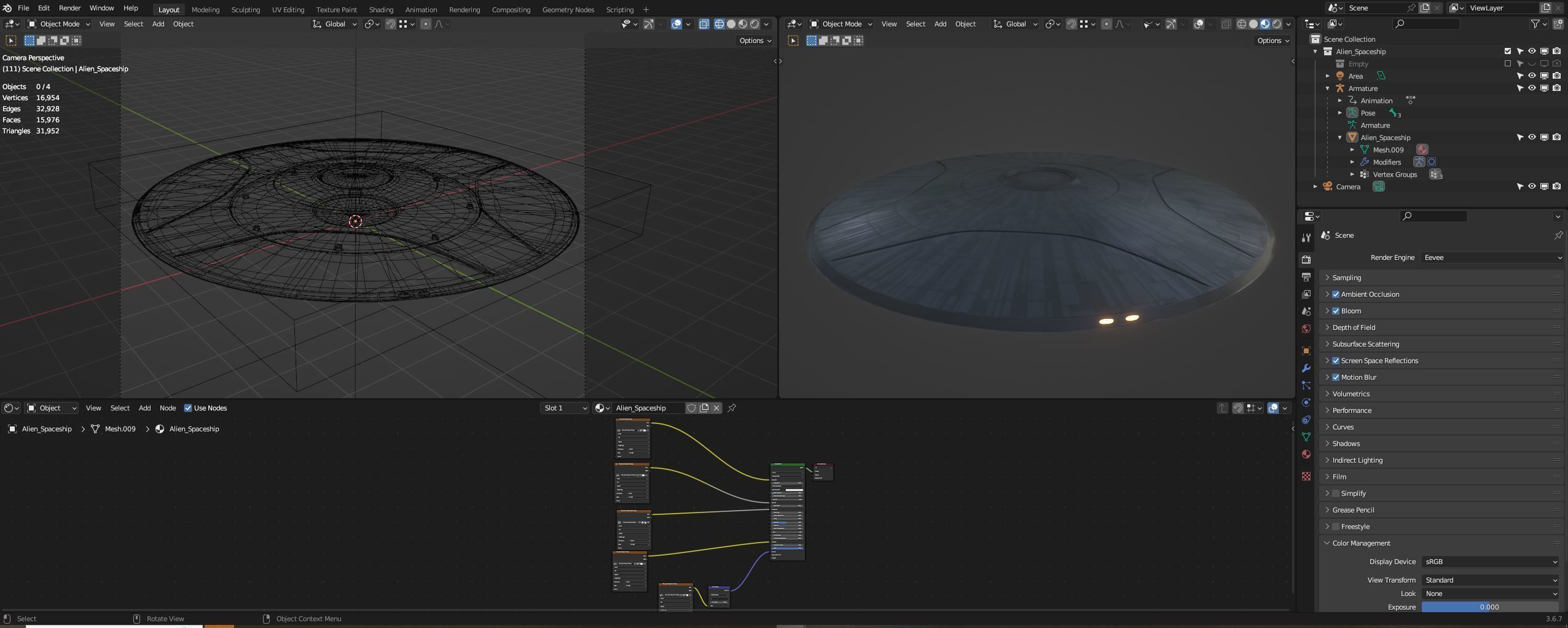 Alien Spaceship - Flying Saucer Low-poly 3D model_11