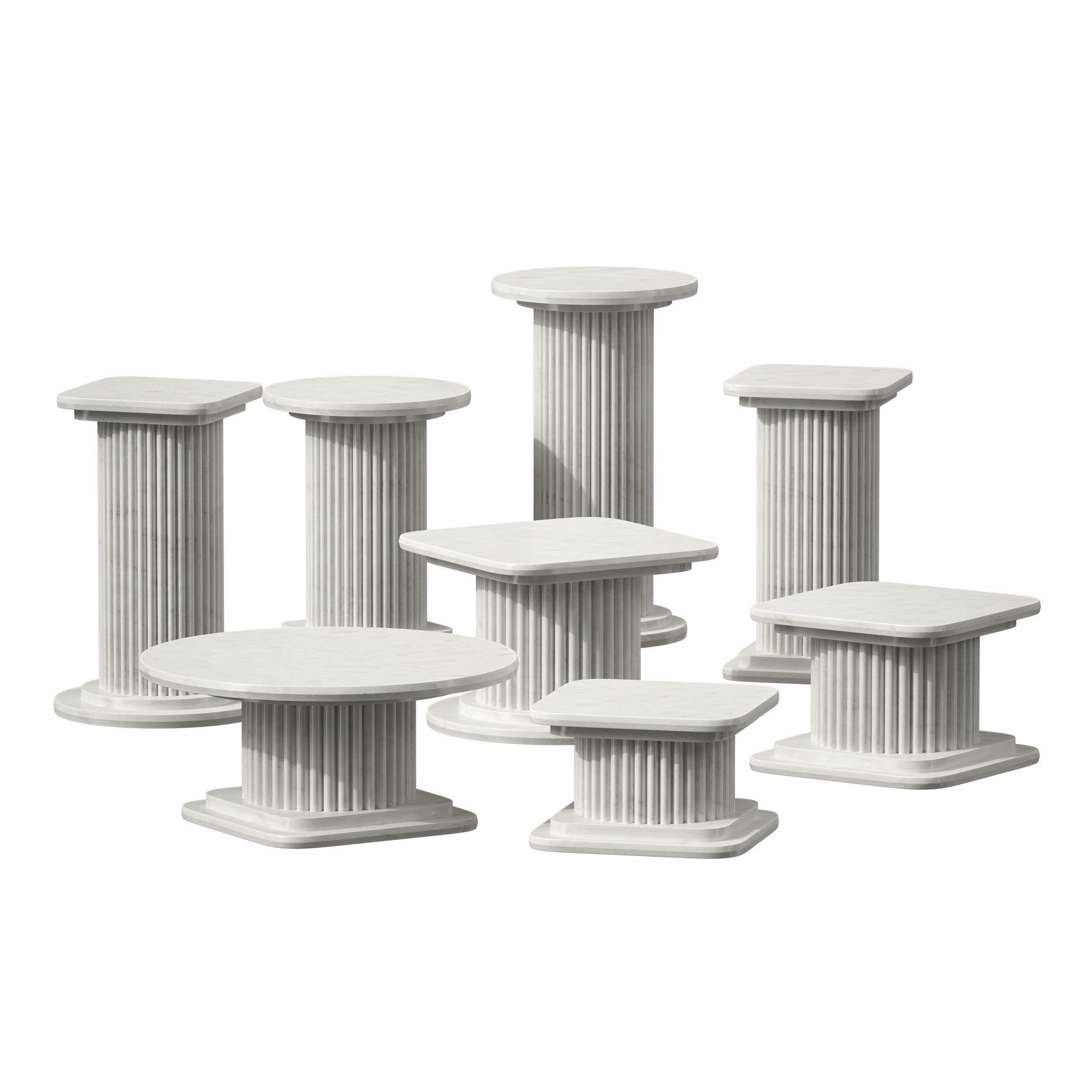 Marble table stand Greek column set 3D model_1