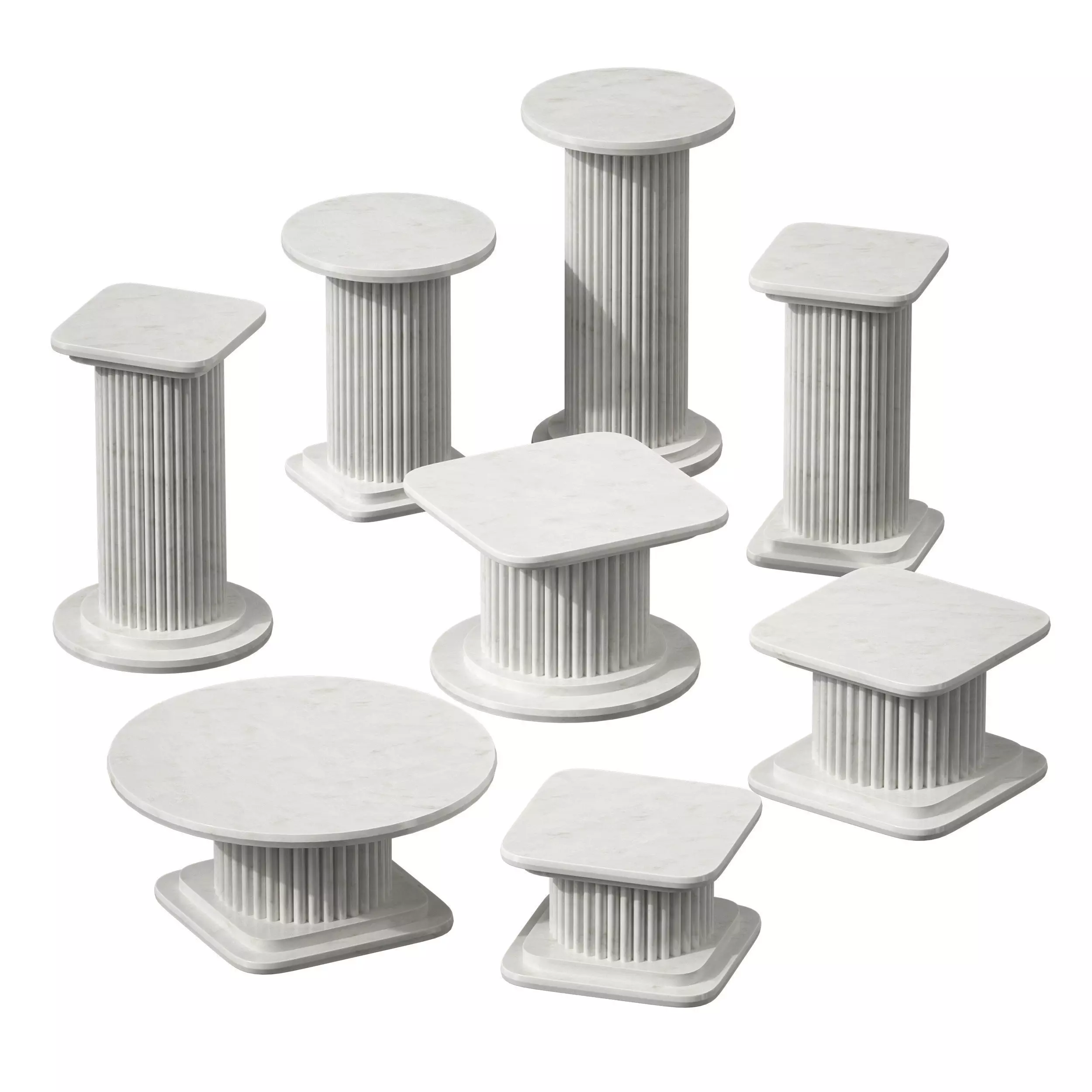 Marble table stand Greek column set 3D model_0