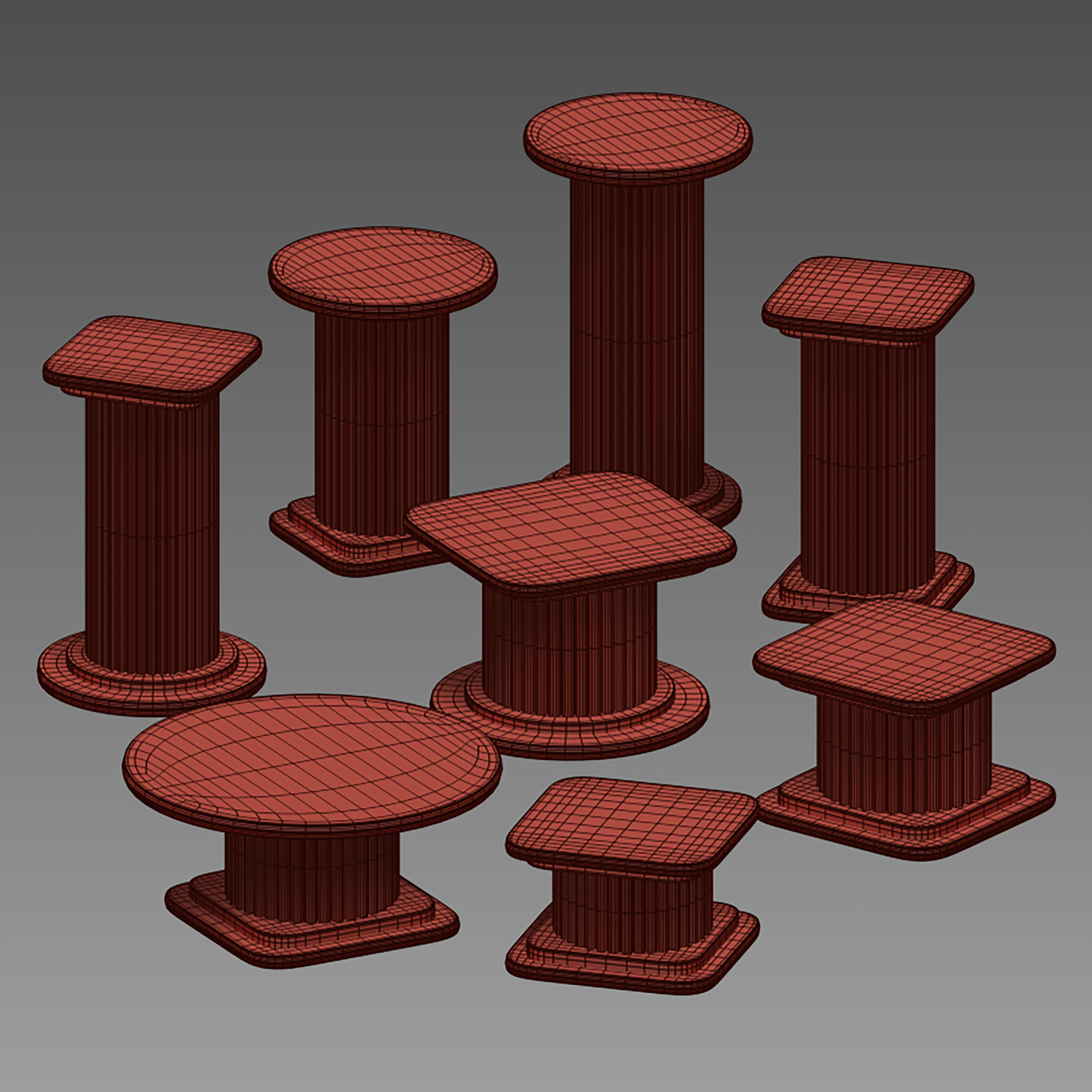 Marble table stand Greek column set 3D model_14