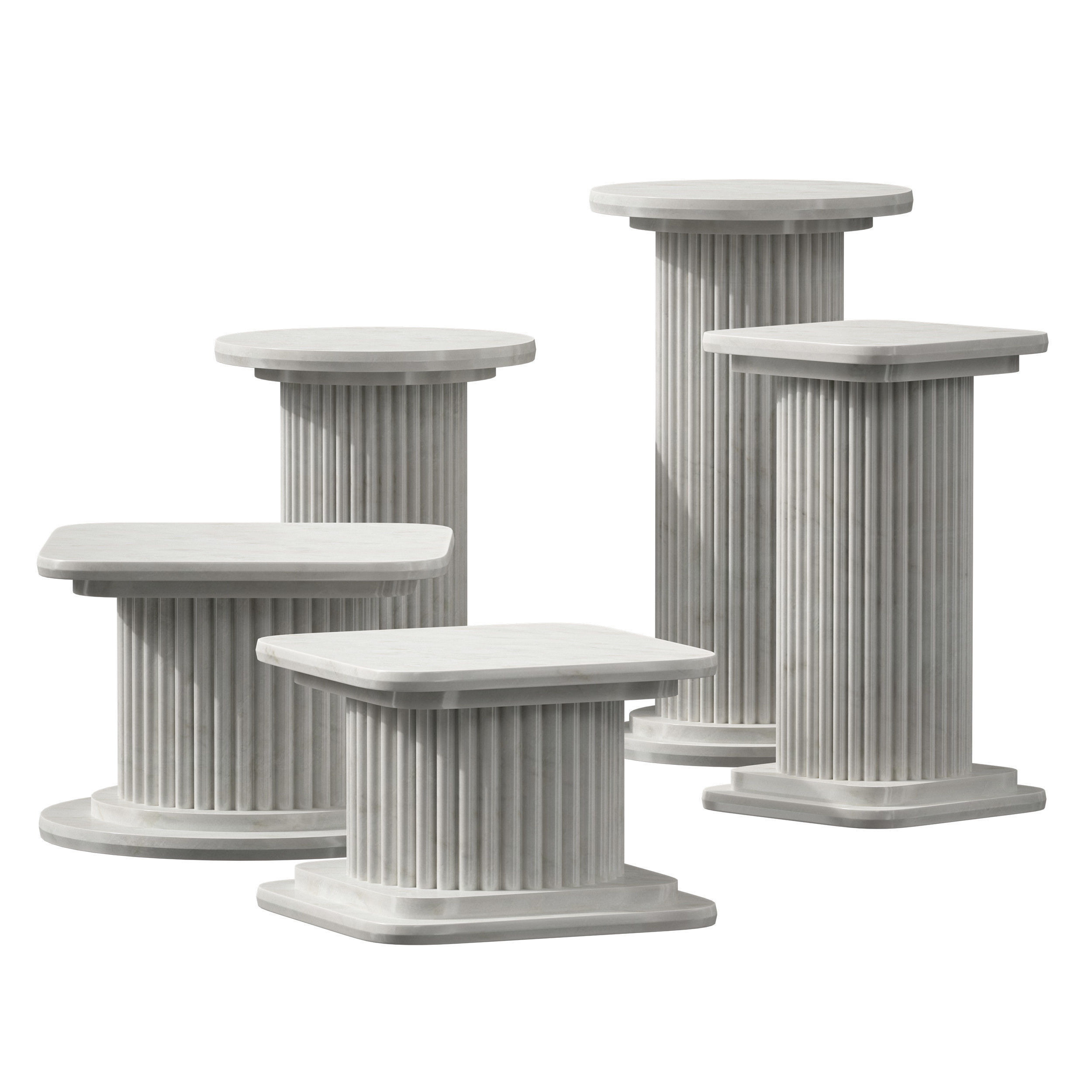 Marble table stand Greek column set 3D model_4