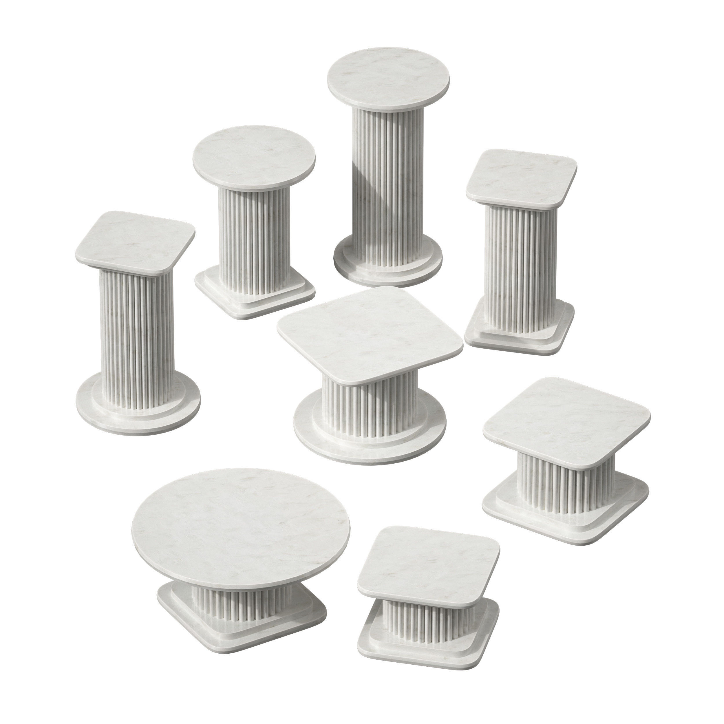 Marble table stand Greek column set 3D model_2