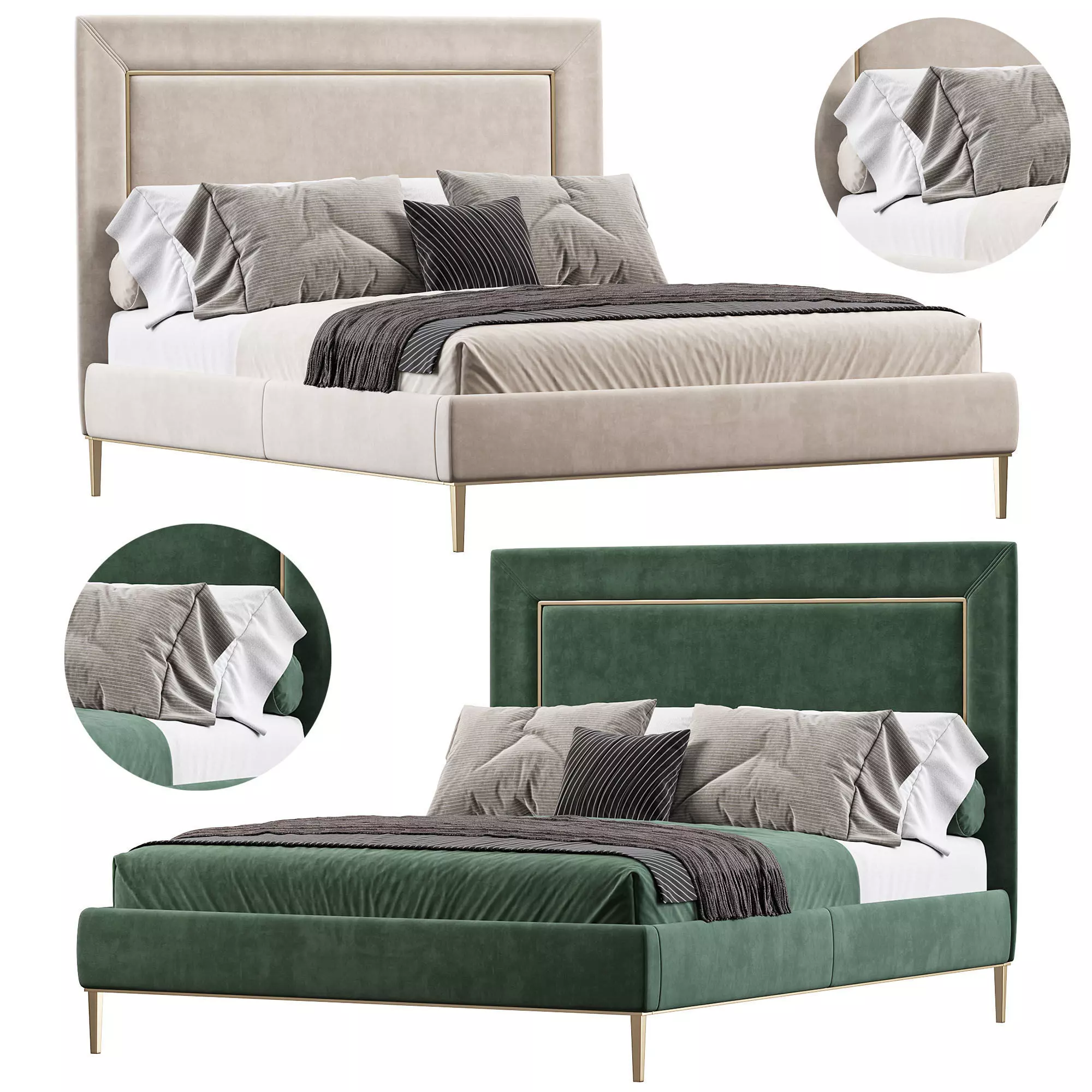 Ellipse Leather Queen Bed 3D model