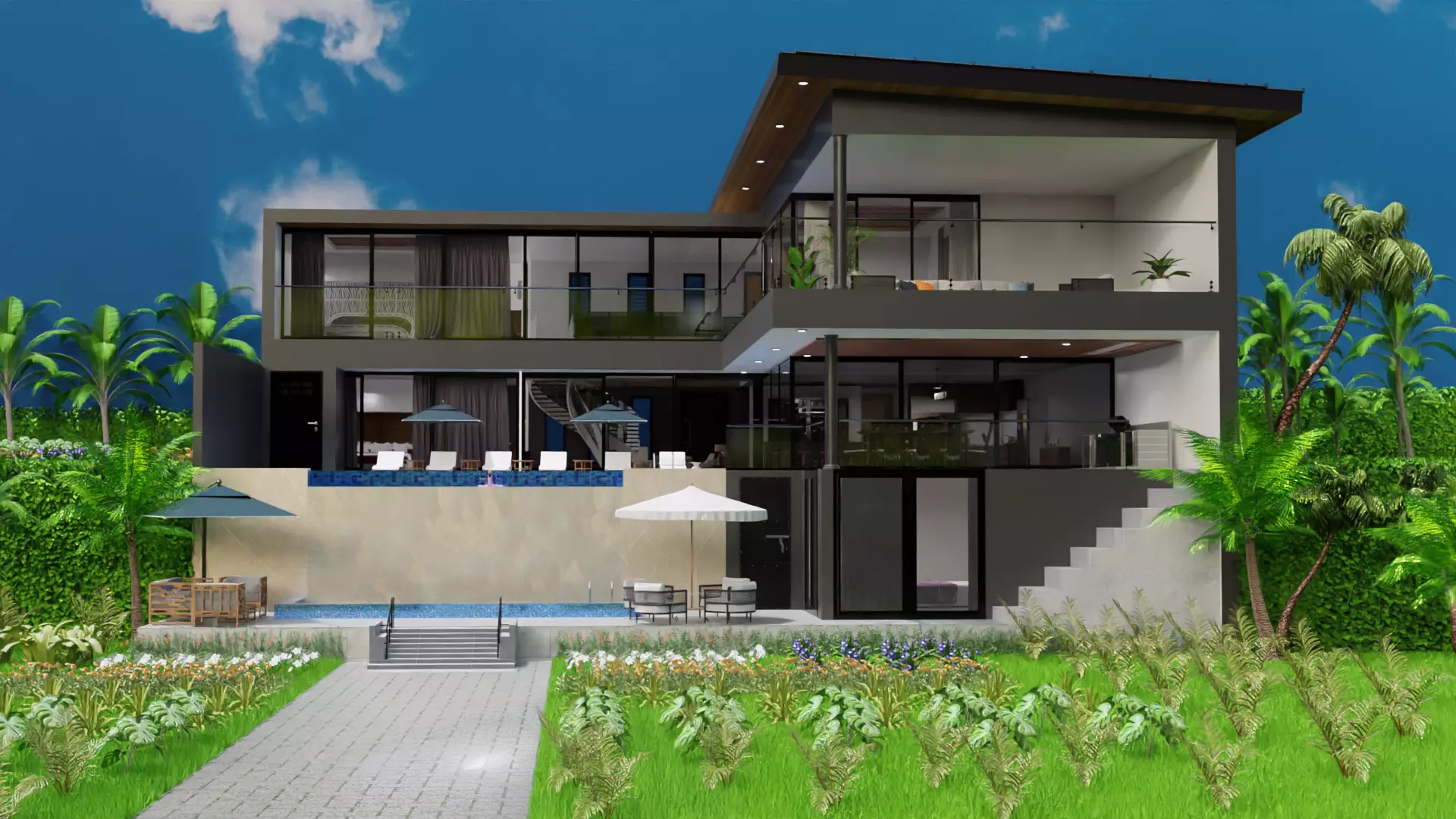 House Design Black House 3D model_0