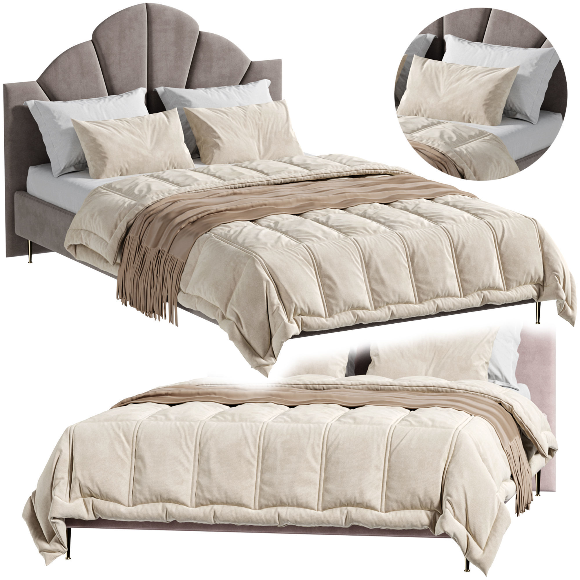 Kennedy Queen Bed 3D model_1
