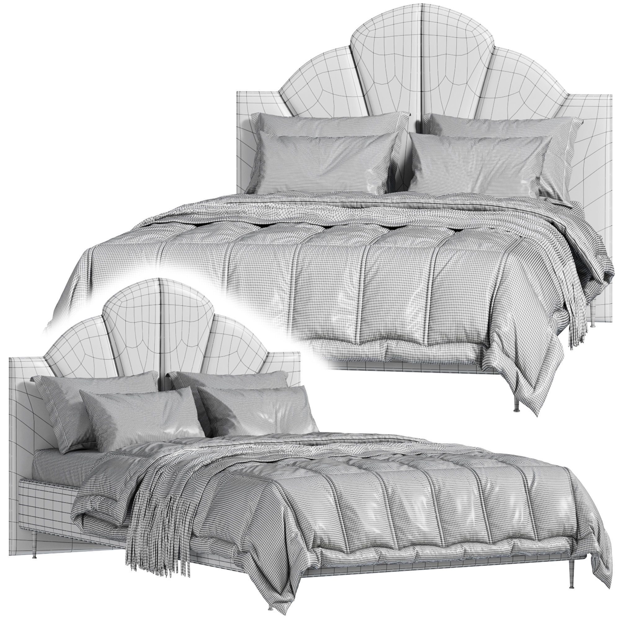 Kennedy Queen Bed 3D model_2