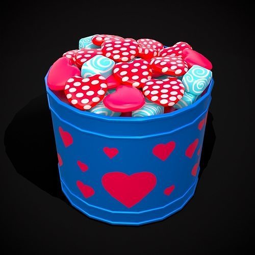 Valentine Heart Candy Tin Low-poly 3D model