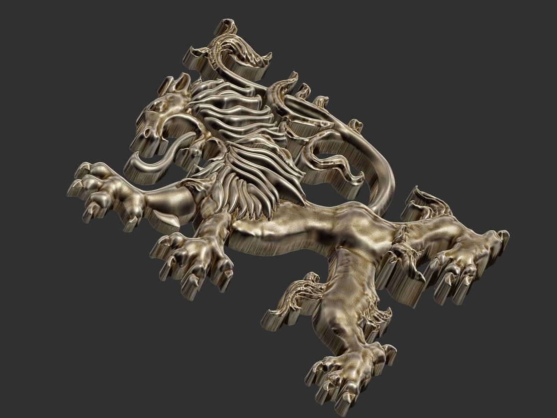 Coat of arms Lion - Heraldic 3D print model_12