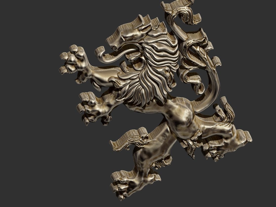 Coat of arms Lion - Heraldic 3D print model_10
