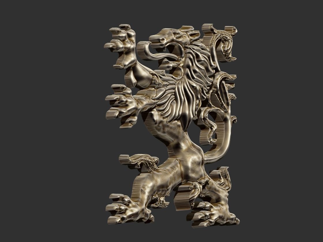 Coat of arms Lion - Heraldic 3D print model_2