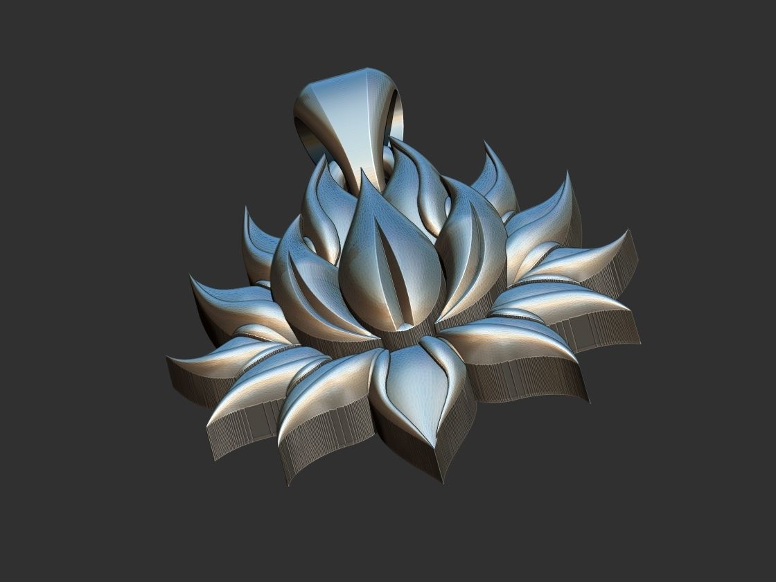 Lotus Flower Pendant 3D print model_8
