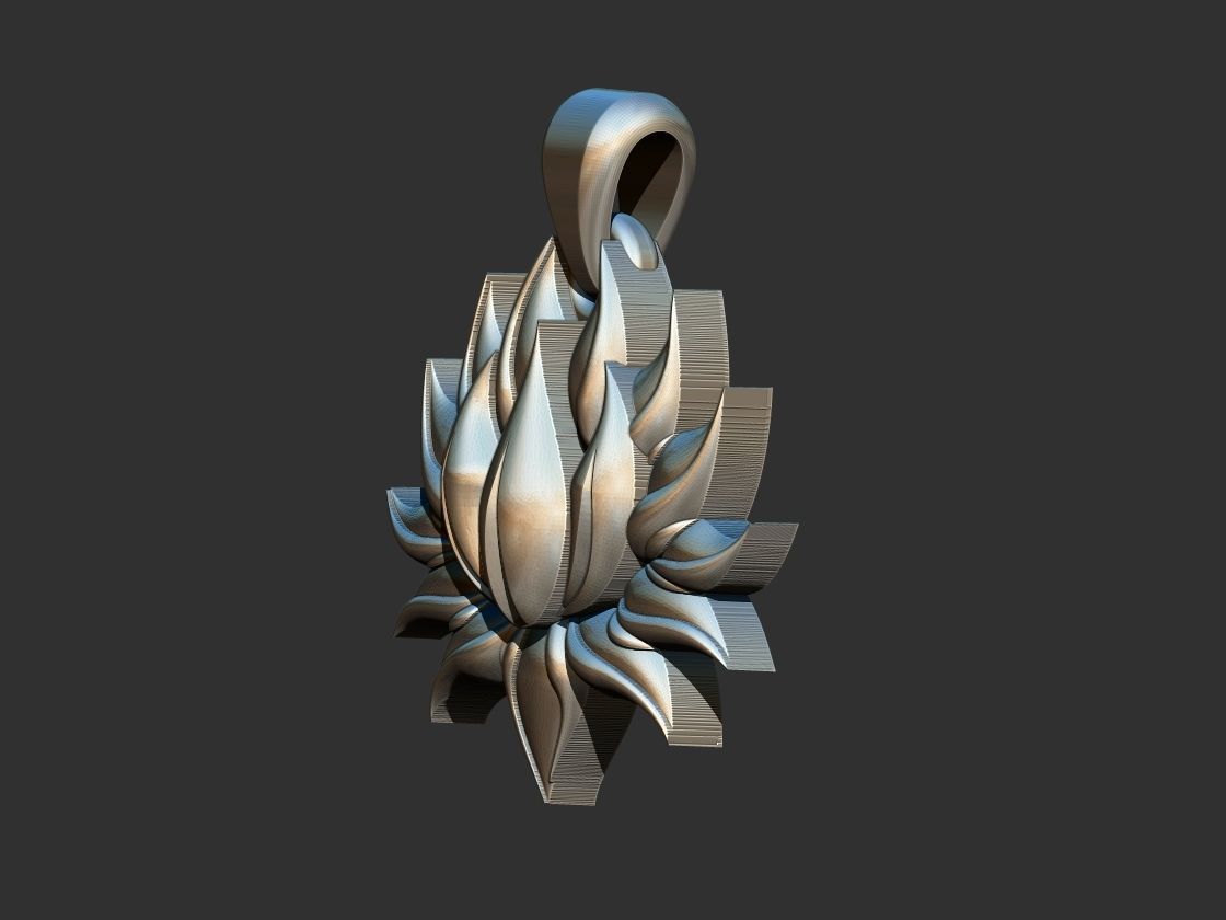 Lotus Flower Pendant 3D print model_6