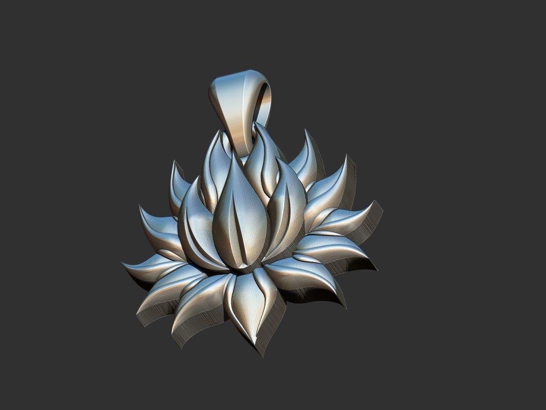 Lotus Flower Pendant 3D print model_7