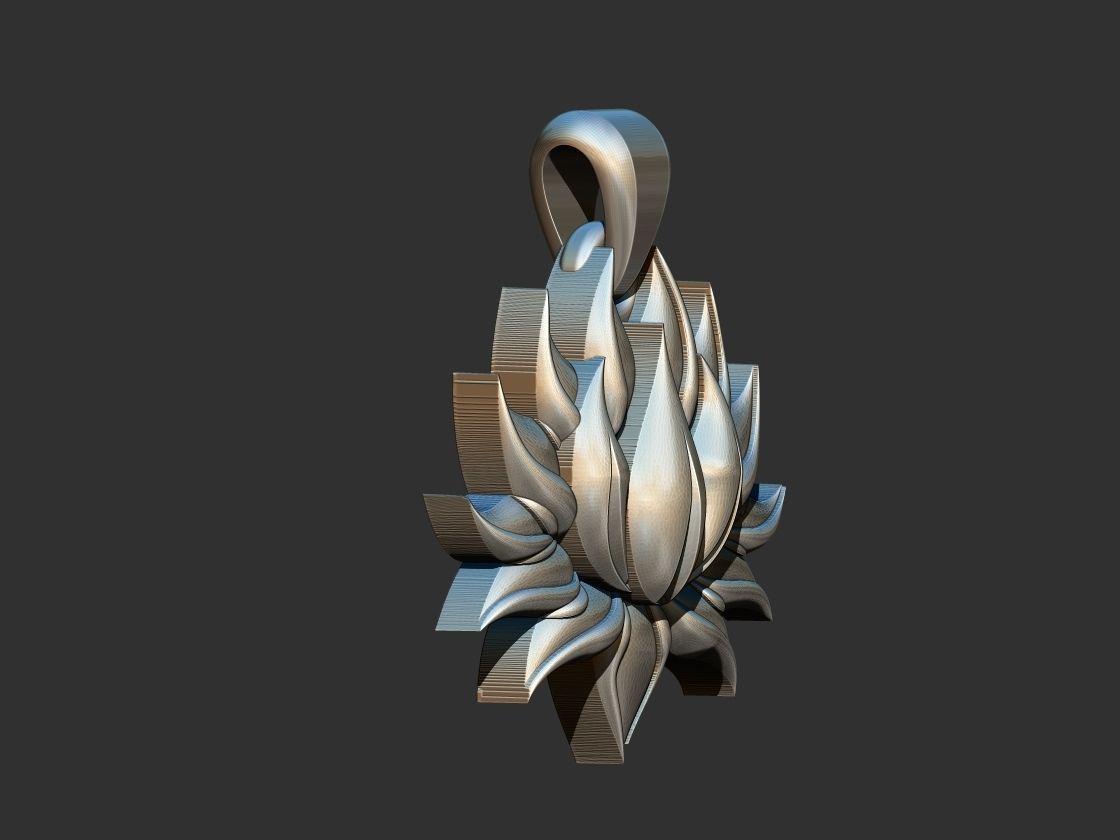 Lotus Flower Pendant 3D print model_2