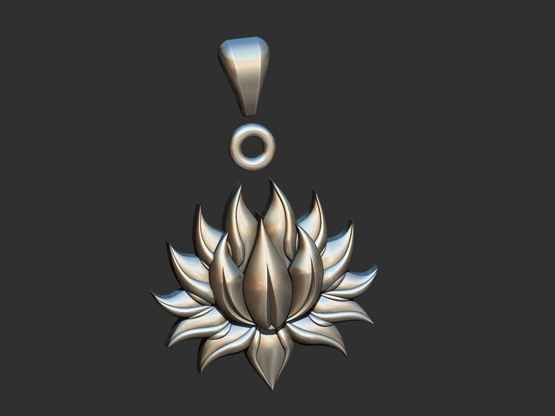 Lotus Flower Pendant 3D print model_12