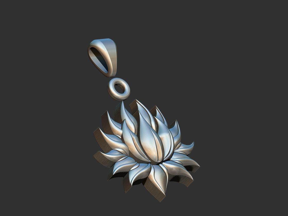 Lotus Flower Pendant 3D print model_13