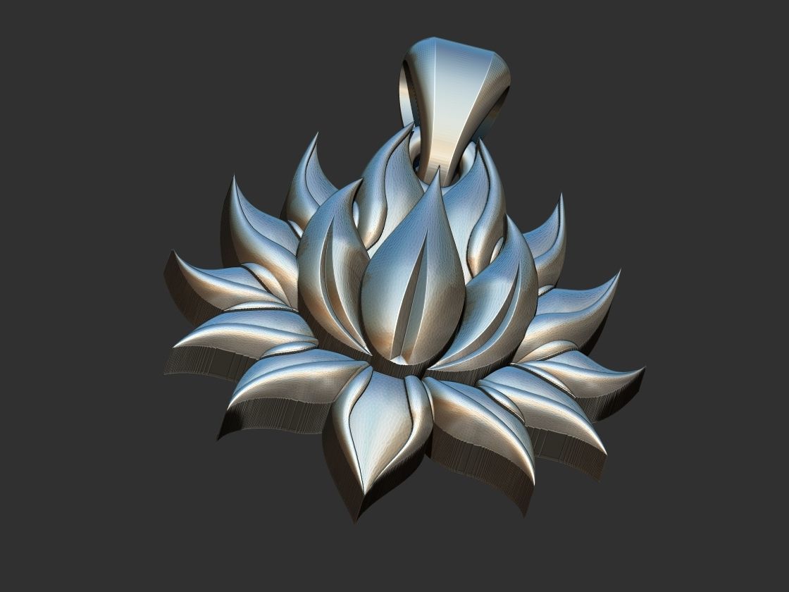 Lotus Flower Pendant 3D print model_11