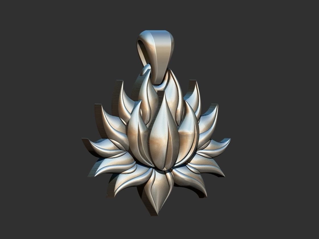 Lotus Flower Pendant 3D print model_1