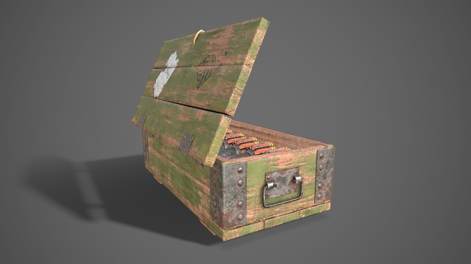 Sci-fi post apocalyptic crate of grenades Low-poly 3D model_11