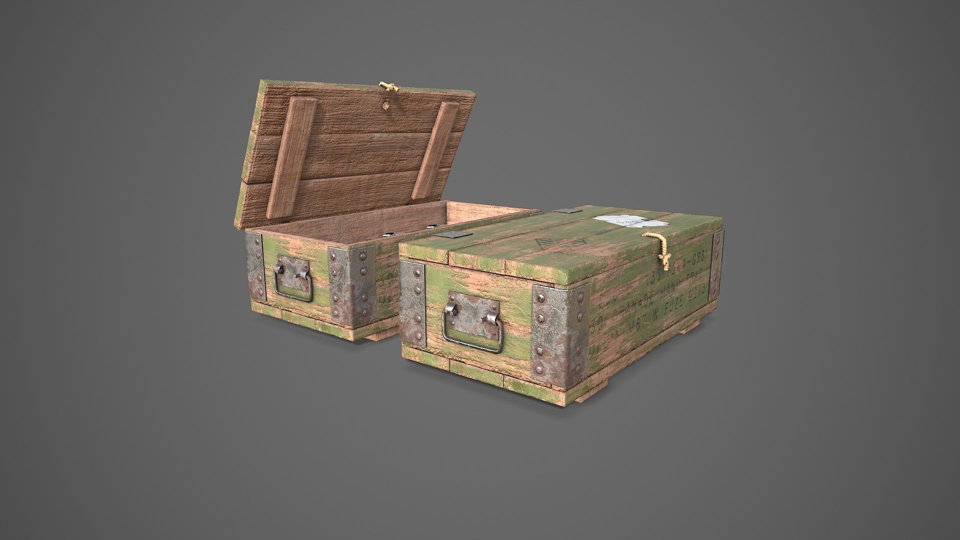 Sci-fi post apocalyptic crate of grenades Low-poly 3D model_28