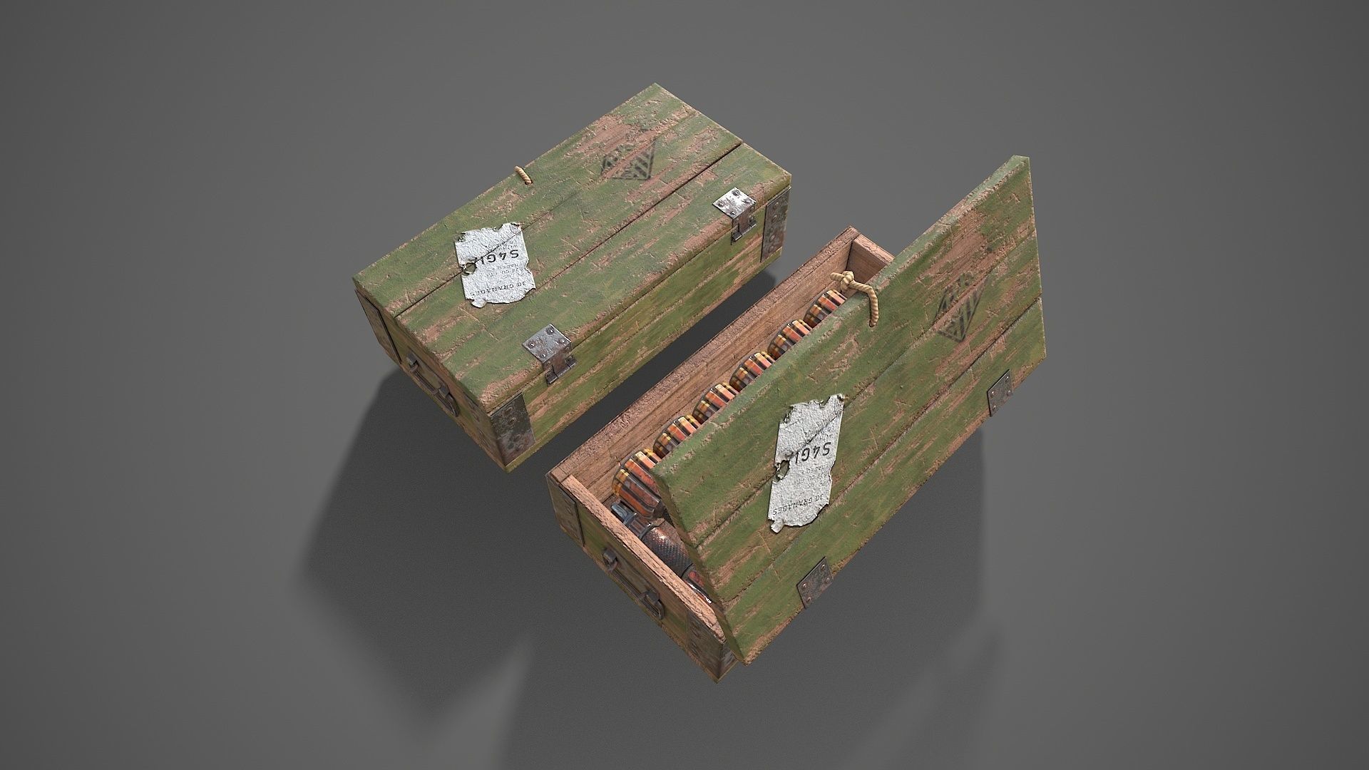 Sci-fi post apocalyptic crate of grenades Low-poly 3D model_27