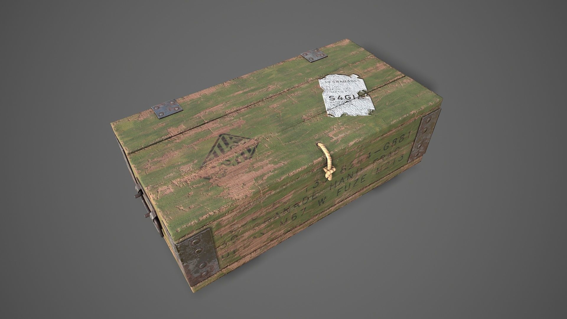 Sci-fi post apocalyptic crate of grenades Low-poly 3D model_21