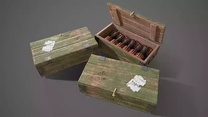 Sci-fi post apocalyptic crate of grenades 