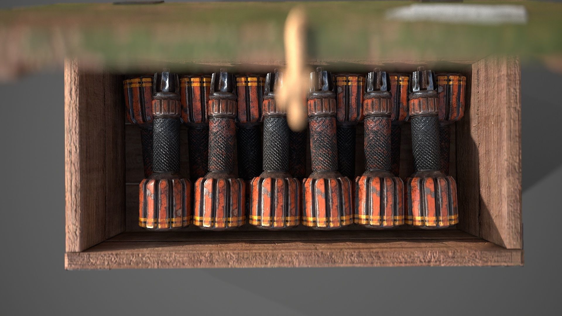 Sci-fi post apocalyptic crate of grenades Low-poly 3D model_32