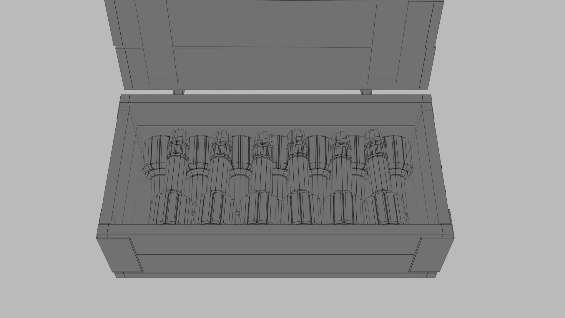 Sci-fi post apocalyptic crate of grenades Low-poly 3D model_43