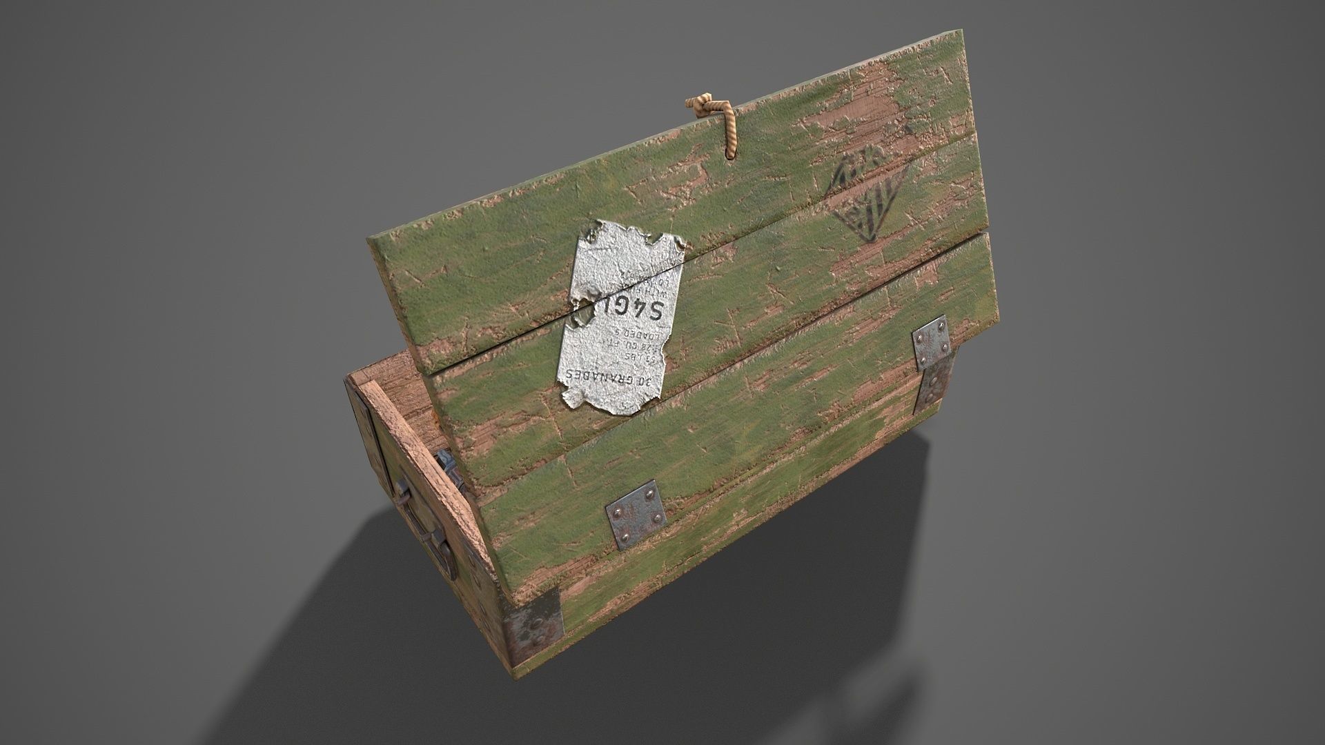 Sci-fi post apocalyptic crate of grenades Low-poly 3D model_9