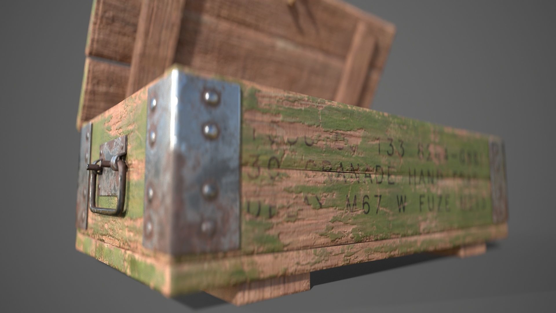Sci-fi post apocalyptic crate of grenades Low-poly 3D model_31