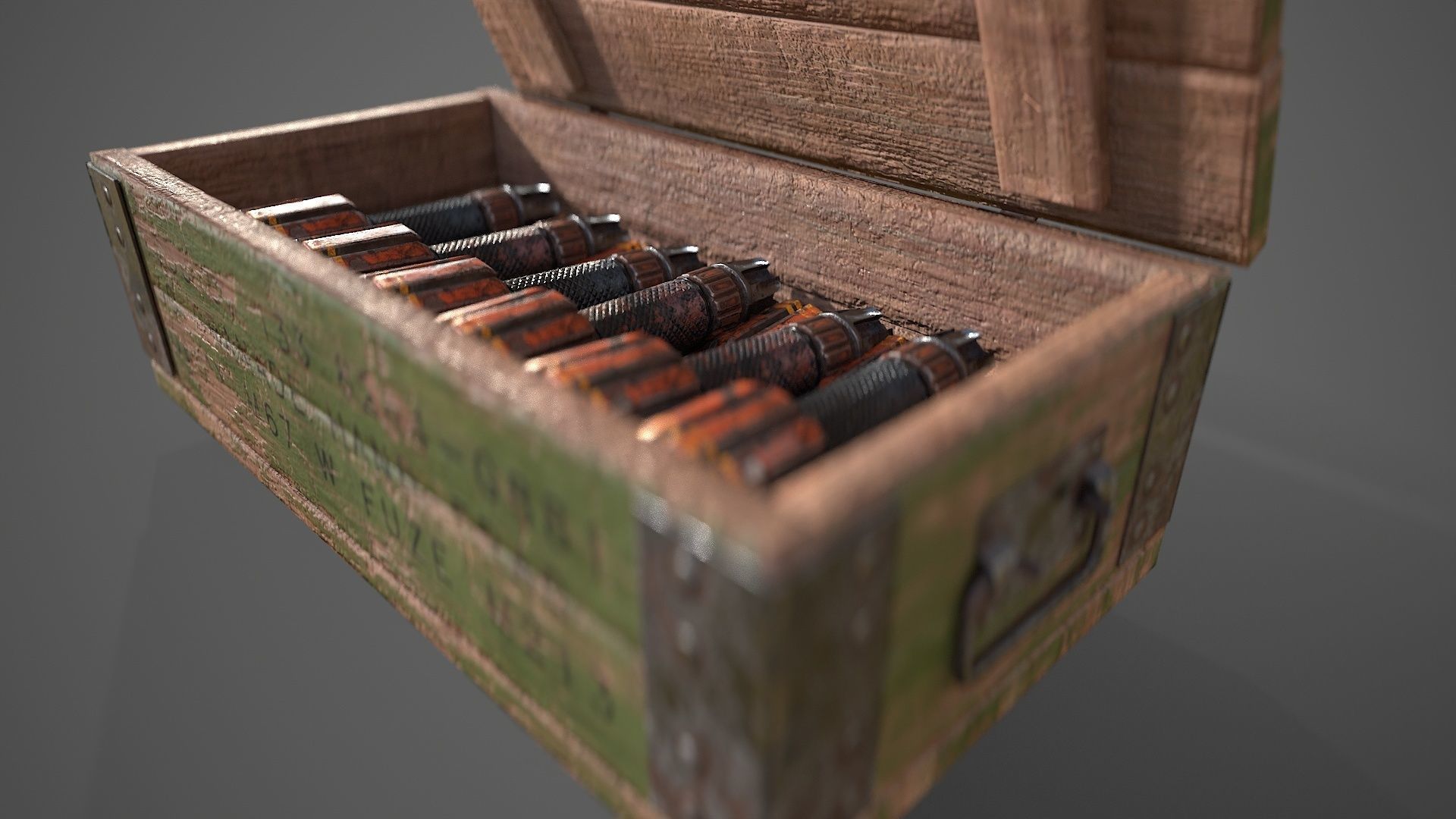 Sci-fi post apocalyptic crate of grenades Low-poly 3D model_33