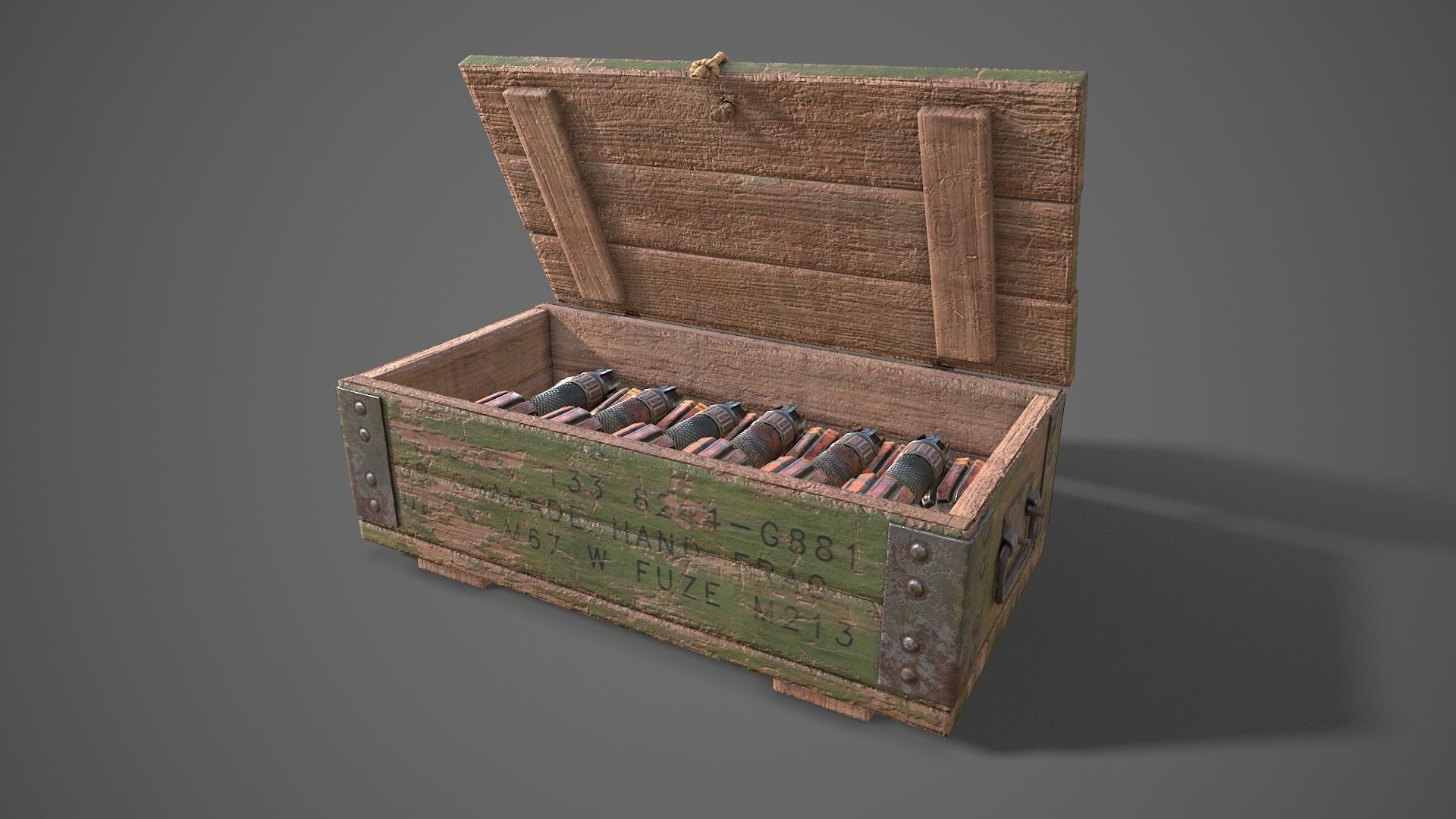 Sci-fi post apocalyptic crate of grenades Low-poly 3D model_8