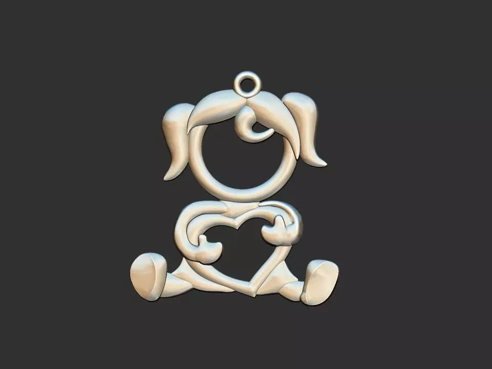 Girl with Heart - Daughter pendant 3D print model