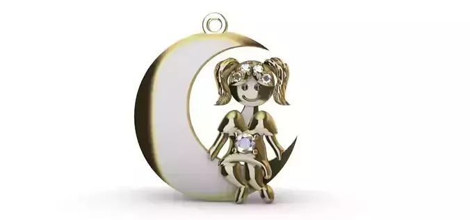 Girl in the Moon - Daughter pendant