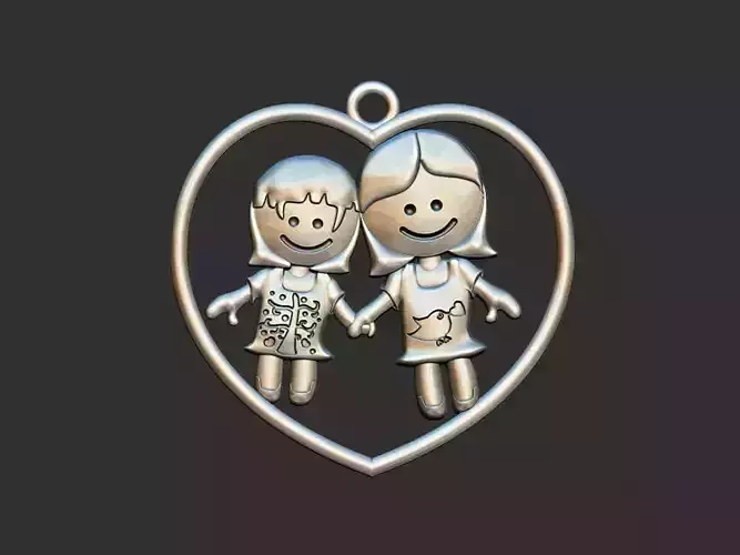 Girls and Heart - Daughter pendant