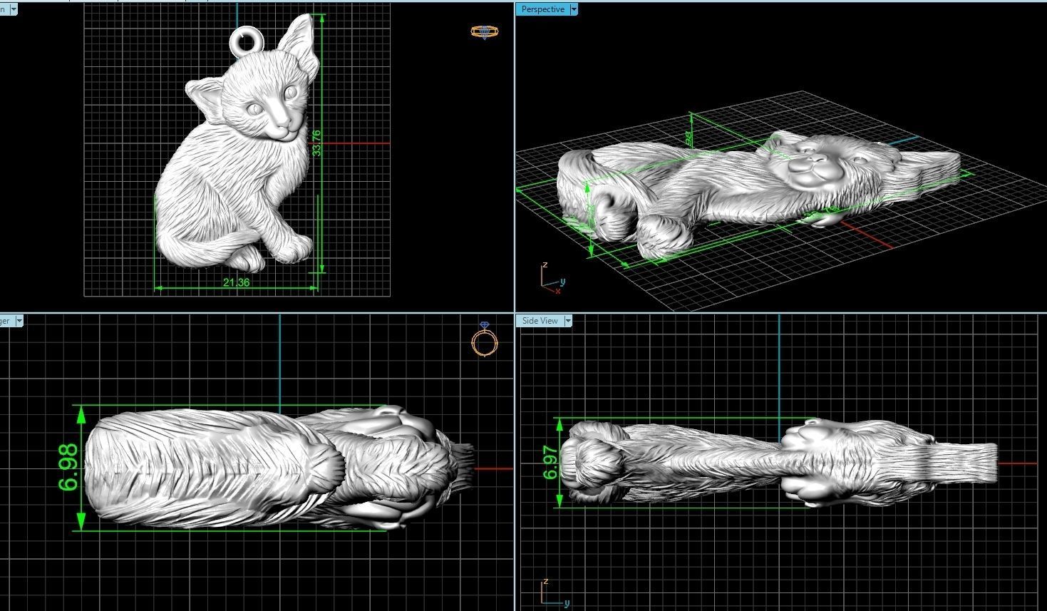 pendant sphynx cat 1013 3D print model_1