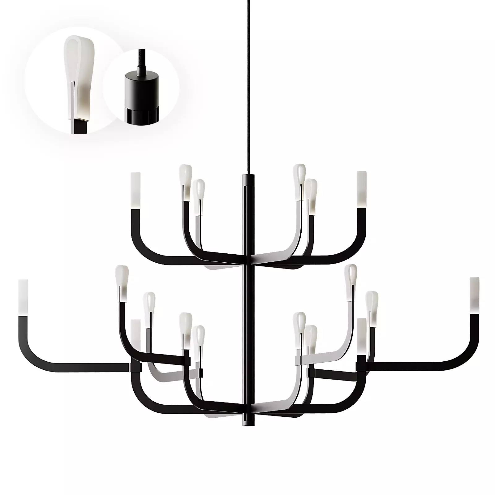 J-US LED aluminium chandelier from LUCEPLAN 3D model_0