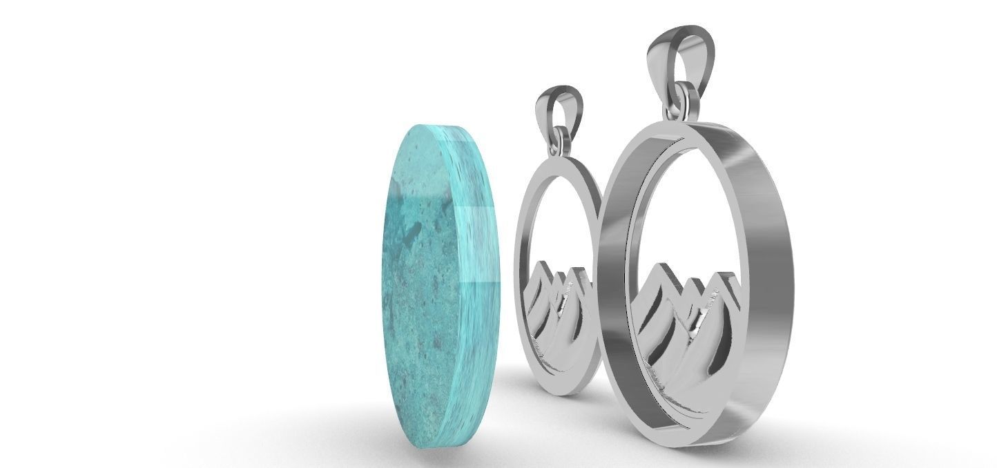 Mountain Pendant 3D print model_8