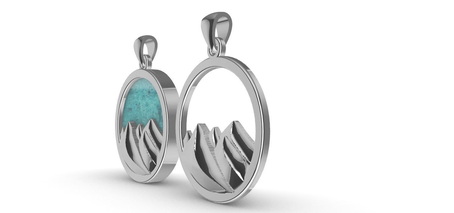 Mountain Pendant 3D print model_11