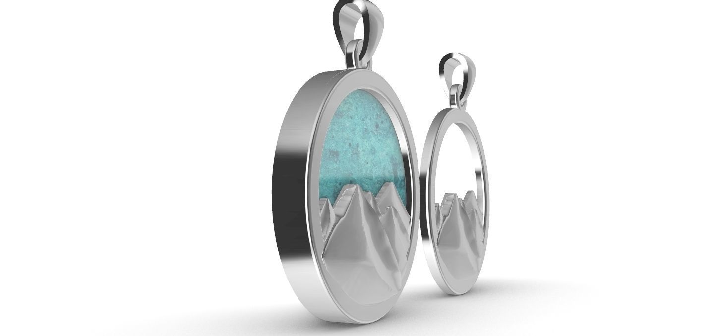 Mountain Pendant 3D print model_5