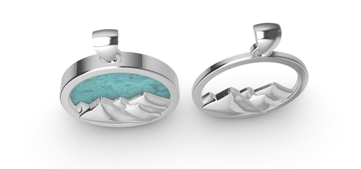 Mountain Pendant 3D print model_13