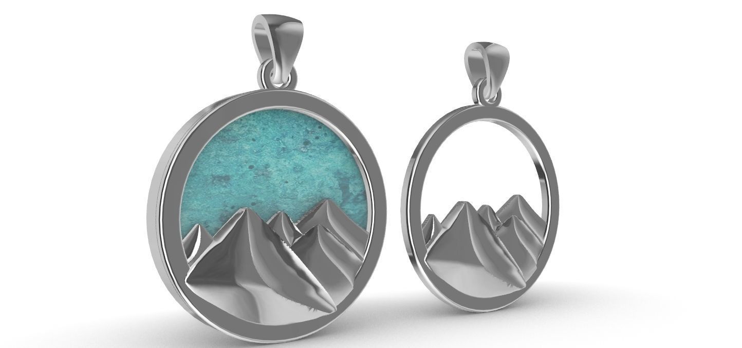Mountain Pendant 3D print model_4
