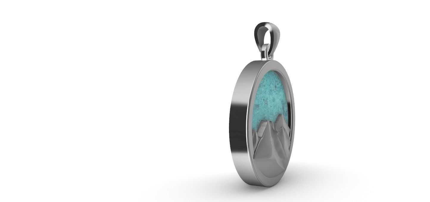 Mountain Pendant 3D print model_2