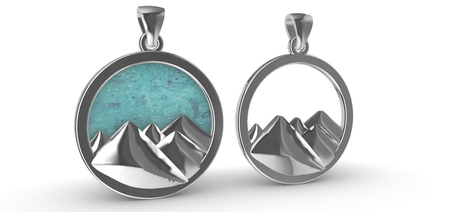 Mountain Pendant 3D print model_3