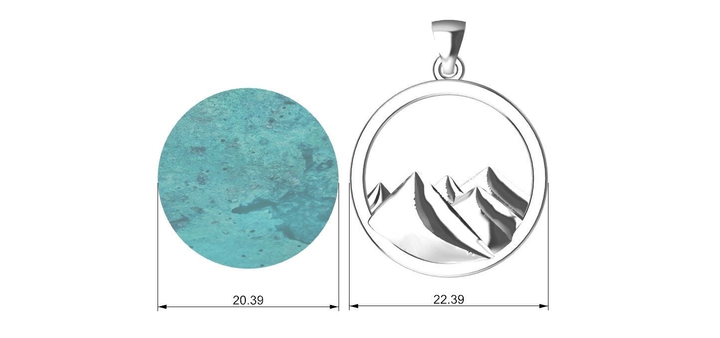 Mountain Pendant 3D print model_6